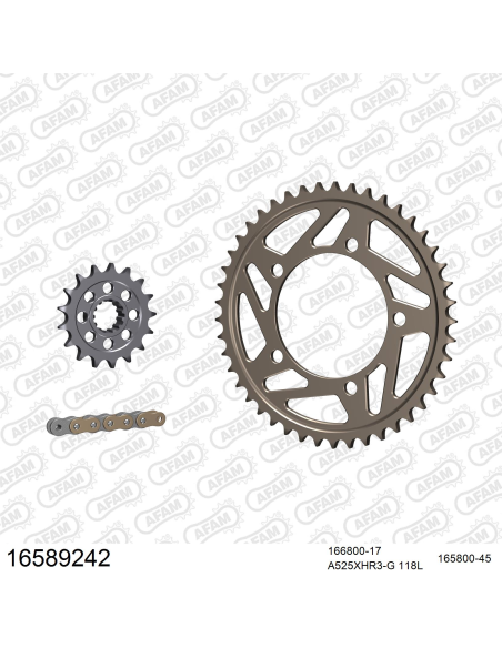 Kit chaine 525 AFAM - Couronne alu anti-boue - Type de chaine au choix - BMW S 1000 RR 2012-2014