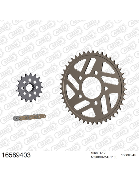 Kit chaine 520 AFAM - Couronne alu anti-boue - Type de chaine au choix - BMW S 1000 RR HP4 2013-2014