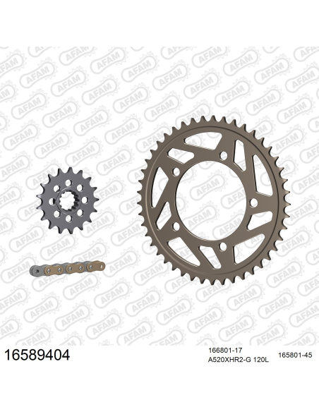 Kit chaine 520 AFAM - Couronne alu anti-boue - Type de chaine au choix - RACE BMW S 1000 R 2013-2020