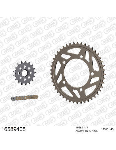 Kit chaine 520 AFAM - Couronne alu anti-boue - Type de chaine au choix - BMW S 1000 RR RACE 2014-2018