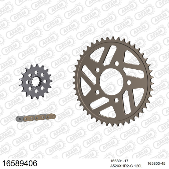 Kit chaine 520 AFAM - Couronne alu anti-boue - Type de chaine au choix - RACE BMW S 1000 RR roues forgées 2014-2018