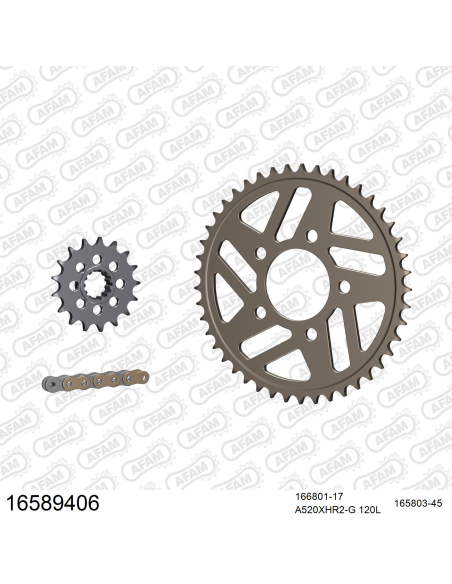 Kit chaine 520 AFAM - Couronne alu anti-boue - Type de chaine au choix - RACE BMW S 1000 RR roues forgées 2014-2018