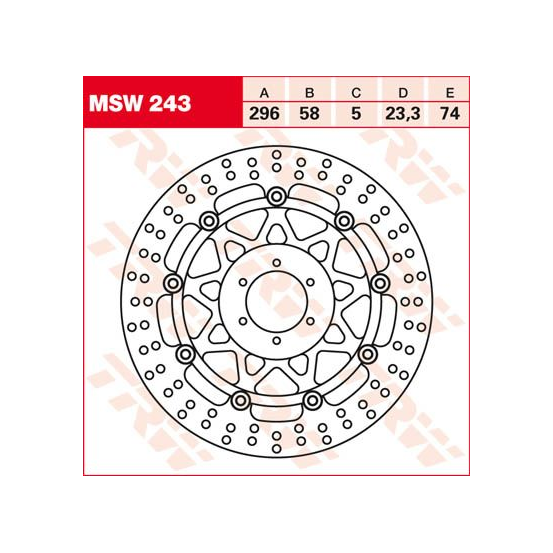Disque de frein flottant TRW diamètre 296 mm