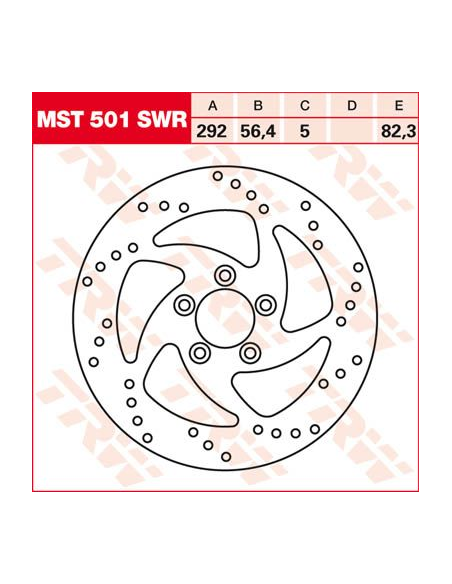 Disque de frein fixe arrière droit TRW Swing Design diamètre 292 mm