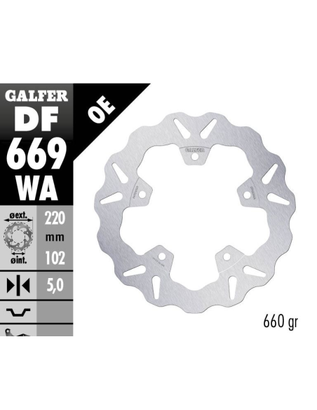 Disque de frein arrière fixe Wave GALFER - 220 mm - APRILIA RS 250