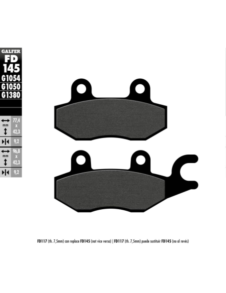 Plaquettes de frein GALFER - G1050SEMI METAL FD145