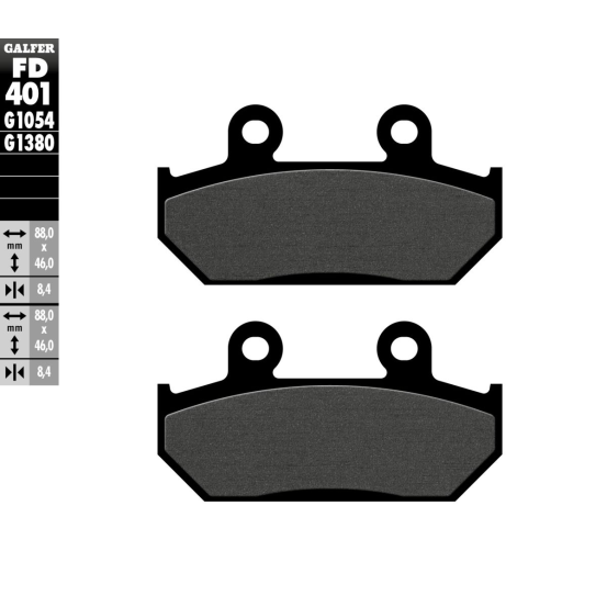 Plaquettes de frein GALFER - G1054 ORGANIQUE SEMI METAL FD401