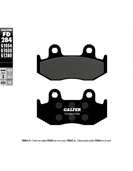 Plaquettes de frein GALFER - G1050SEMI METAL FD284