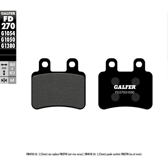 Plaquettes de frein GALFER - G1050SEMI METAL FD270