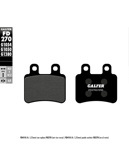 Plaquettes de frein GALFER - G1050SEMI METAL FD270