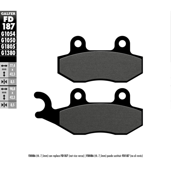Plaquettes de frein GALFER - G1050SEMI METAL FD187