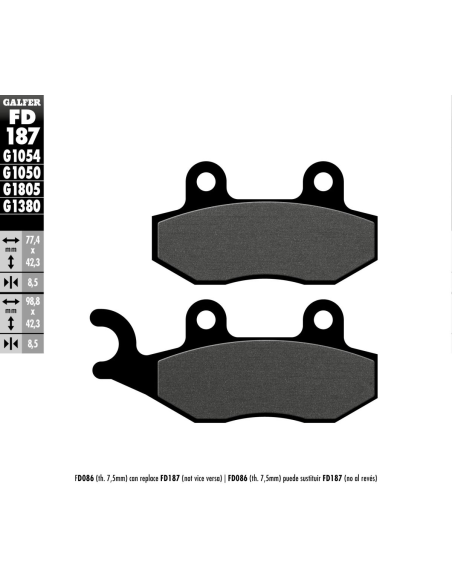 Plaquettes de frein GALFER - G1050SEMI METAL FD187