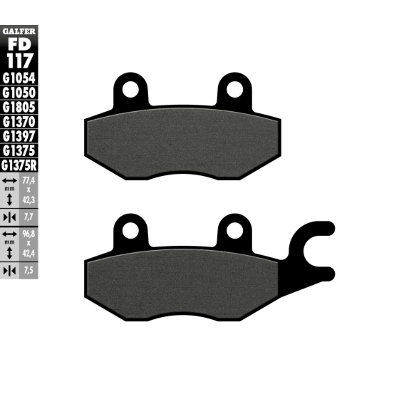 Plaquettes de frein GALFER - G1050SEMI METAL FD117