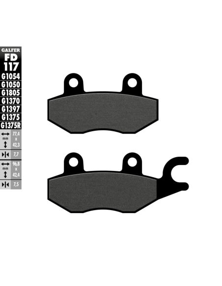 Plaquettes de frein GALFER - G1050SEMI METAL FD117