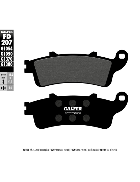 Plaquettes de frein GALFER - G1050SEMI METAL FD207