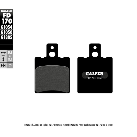 Plaquettes de frein GALFER - G1050SEMI METAL FD170