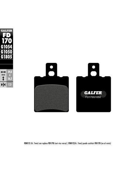 Plaquettes de frein GALFER - G1050SEMI METAL FD170
