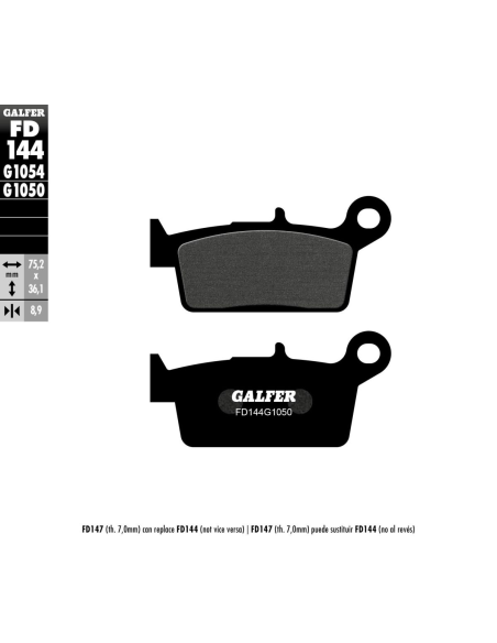 Plaquettes de frein GALFER - G1050SEMI METAL FD144