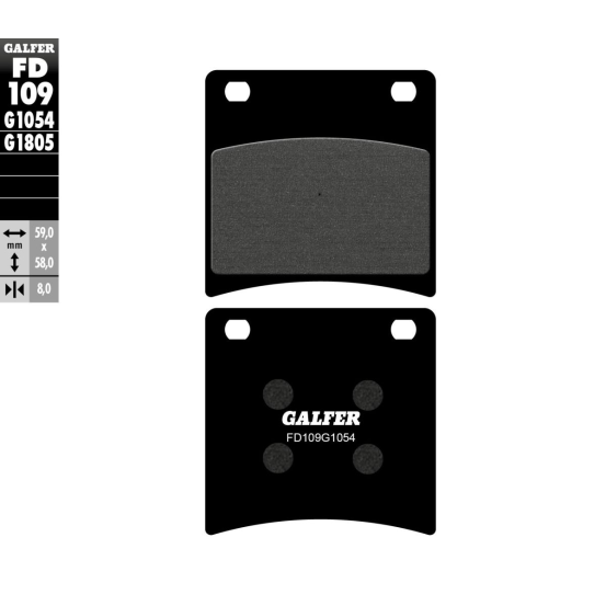Plaquettes de frein GALFER - G1054 ORGANIQUE SEMI METAL FD109