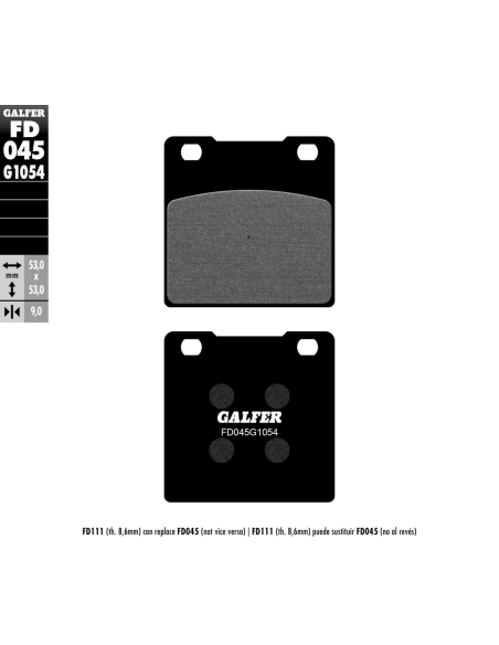 Plaquettes de frein GALFER - G1054 ORGANIQUE SEMI METAL FD045