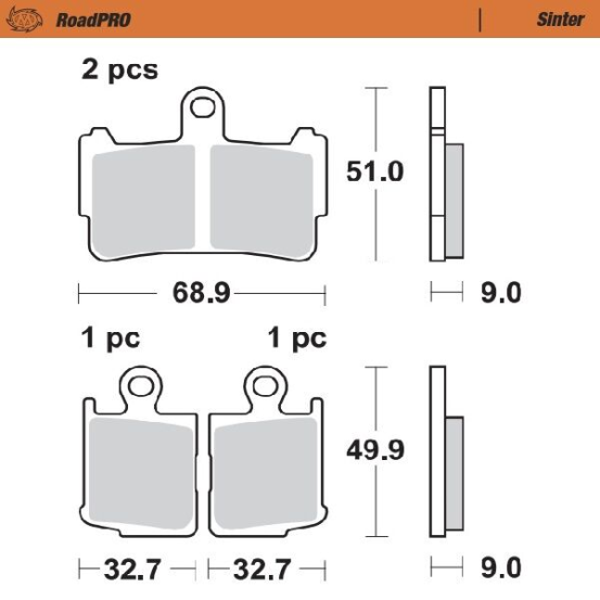 Plaquettes de frein MOTO MASTER métal fritté 407401 Road Pro Sinter