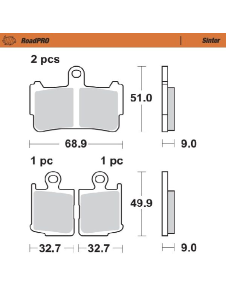 Plaquettes de frein MOTO MASTER métal fritté 407401 Road Pro Sinter
