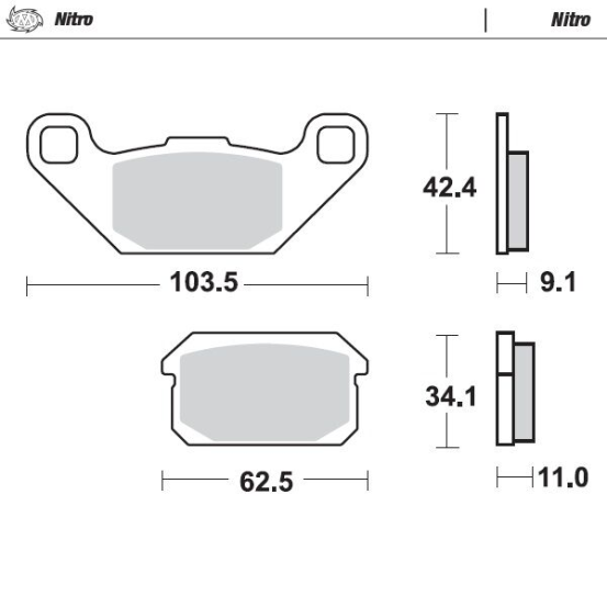 Plaquettes de frein MOTO MASTER métal fritté 099621 Nitro