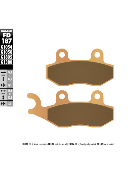 Plaquettes de frein GALFER - G1380 SINTER MAXI SCOOT FD187
