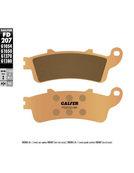 Plaquettes de frein GALFER - G1380 SINTER MAXI SCOOT FD207