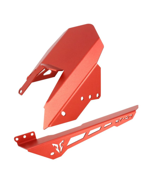 Lèche roue arrière + protection de chaine alu CNC rouge AVOC - YAMAHA 700 MT-07