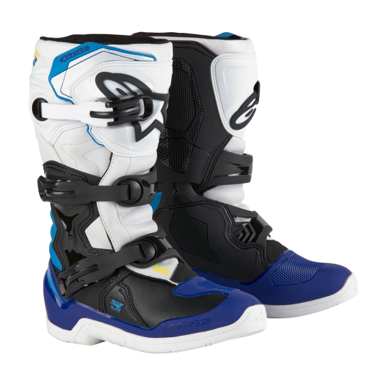 Bottes enfant cross Alpinestars Tech 3S - Blanc Noir Bleu