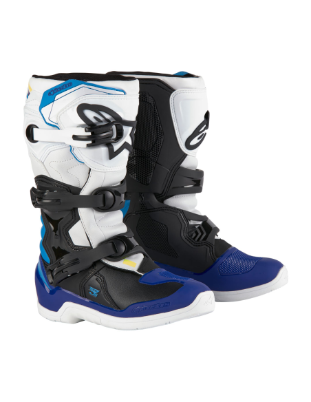 Bottes enfant cross Alpinestars Tech 3S - Blanc Noir Bleu