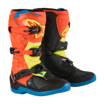 Bottes enfant cross Alpinestars Tech 3S - Orange Fluo Enamel Bleu