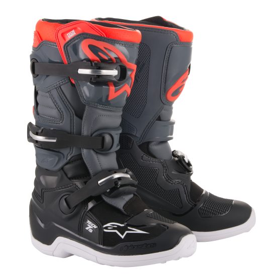 Bottes cross enfant Alpinestars Tech 7S- Noir Gris Rouge Fluo