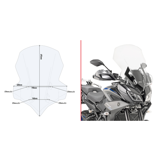 Bulle Givi 2139DT Yamaha Tracer 900 Tracer 900 GT 2018-2020 - Incolore
