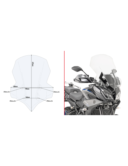 Bulle Givi 2139DT Yamaha Tracer 900 Tracer 900 GT 2018-2020 - Incolore