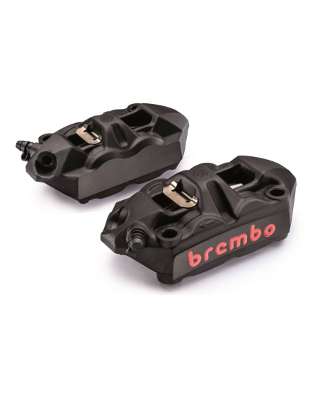 Paire d'étrier de freins M4 radiaux BREMBO anodisés noirs Monoblocs - Entraxe 108mm