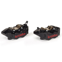 Pack 2 étrier de freins GP4-RB P4 30-34 BREMBO taillés masse anodisés noir logo rouge - Entraxe 100mm