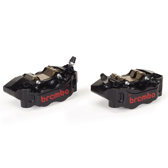 Pack 2 étrier de freins GP4-RB P4 30-34 BREMBO taillés masse anodisés noir logo rouge - Entraxe 100mm
