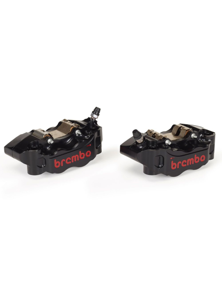 Pack 2 étrier de freins GP4-RB P4 30-34 BREMBO taillés masse anodisés noir logo rouge - Entraxe 100mm