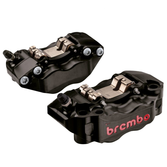Pack 2 étrier de freins GP4-RB P4 30-34 BREMBO taillés masse anodisés noir logo rouge - Entraxe 108mm