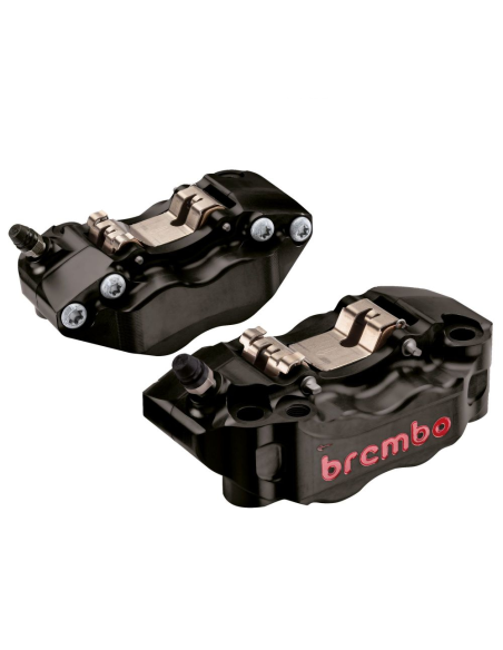 Pack 2 étrier de freins GP4-RB P4 30-34 BREMBO taillés masse anodisés noir logo rouge - Entraxe 108mm