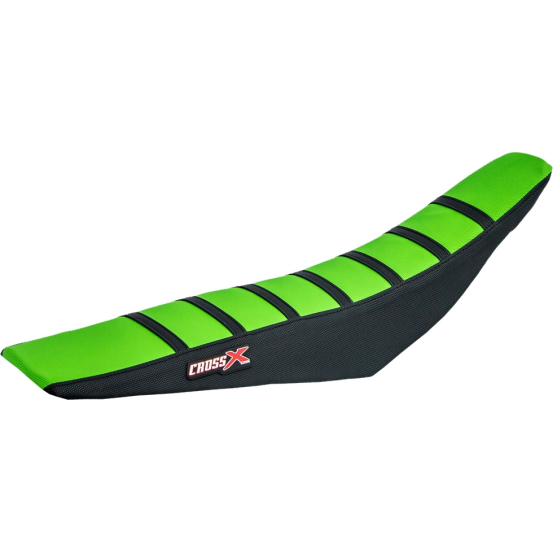 Housse de selle CrossX avec bandes Kawasaki 85 KX 2014-2022 Vert-Noir-Noir