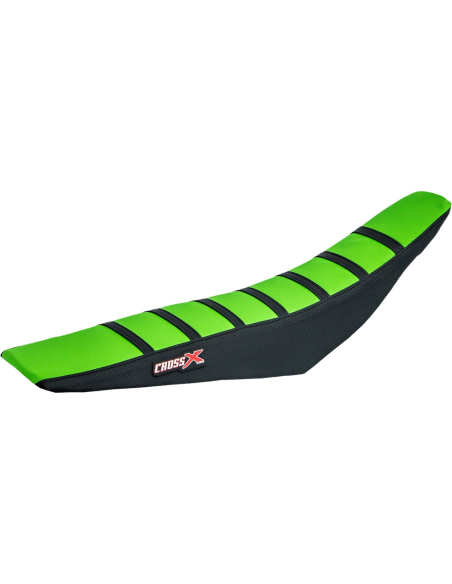 Housse de selle CrossX avec bandes Kawasaki 85 KX 2014-2022 Vert-Noir-Noir