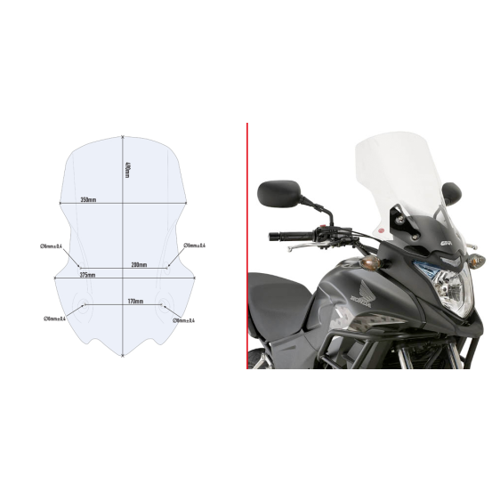 Bulle Givi D1121ST Honda CB 500 X 2013-2018 - Incolore