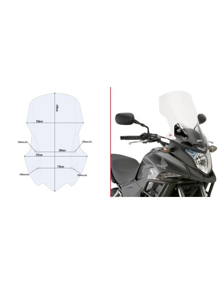 Bulle Givi D1121ST Honda CB 500 X 2013-2018 - Incolore