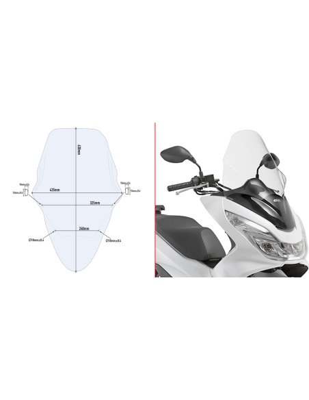 Bulle Givi D1136ST Honda PCX 125-150 PCX 150 2014-2017 - Incolore