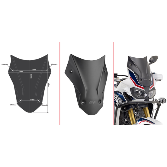 Bulle Givi D1144BO Honda CRF1000L Africa Twin - Noir Mate 2016-2019 - Noir