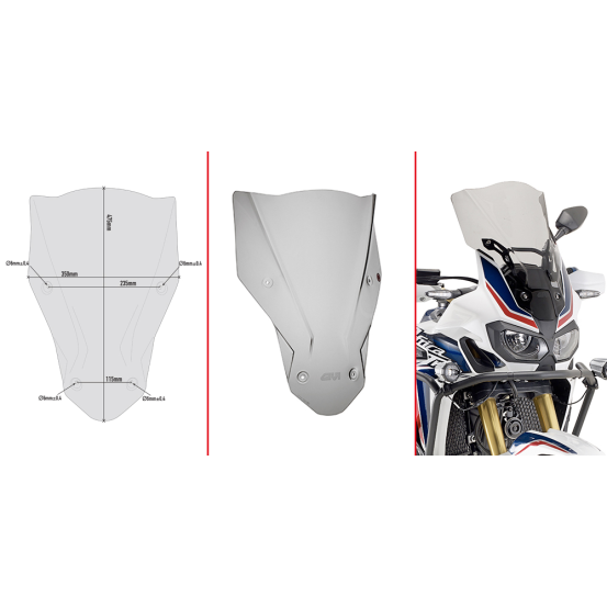 Bulle Givi D1144S Honda CRF1000L Africa Twin 2016-2019 - Fumé