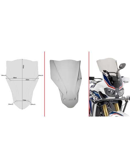 Bulle Givi D1144S Honda CRF1000L Africa Twin 2016-2019 - Fumé
